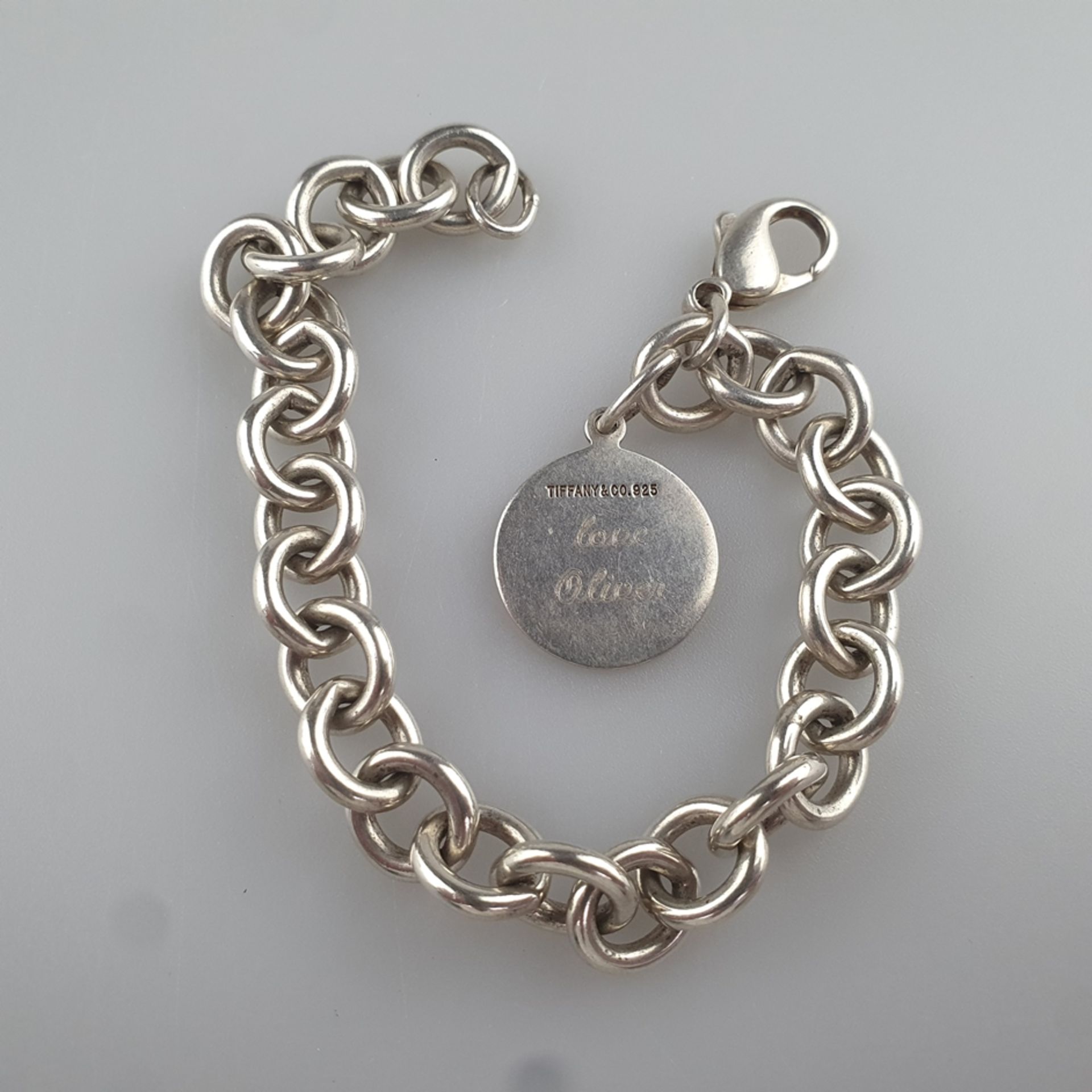 Tiffany-Armband mit Plakette - Tiffany & Co., Sterling Silber, 925/000, angehängte runde Plakette v - Bild 2 aus 4