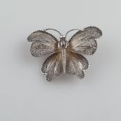 Vintage-Schmetterlingsbrosche - filigrane Ajourarbeit aus Silberdraht, ca. 3,7x 5,2 cm, Gewicht ca.