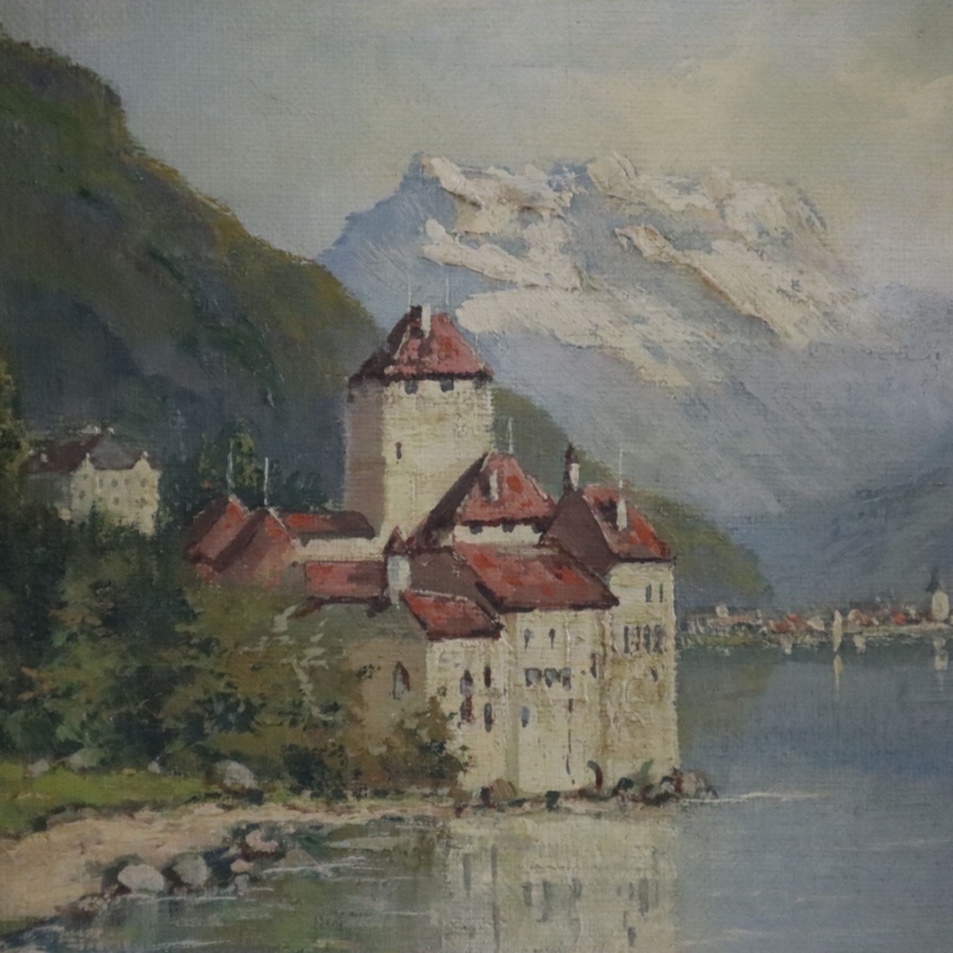 Gross-Sattelmair, Karl (1881-1930) - Schloss Chillon am Genfersee, Öl auf Leinwand, unten rechts si - Image 3 of 10