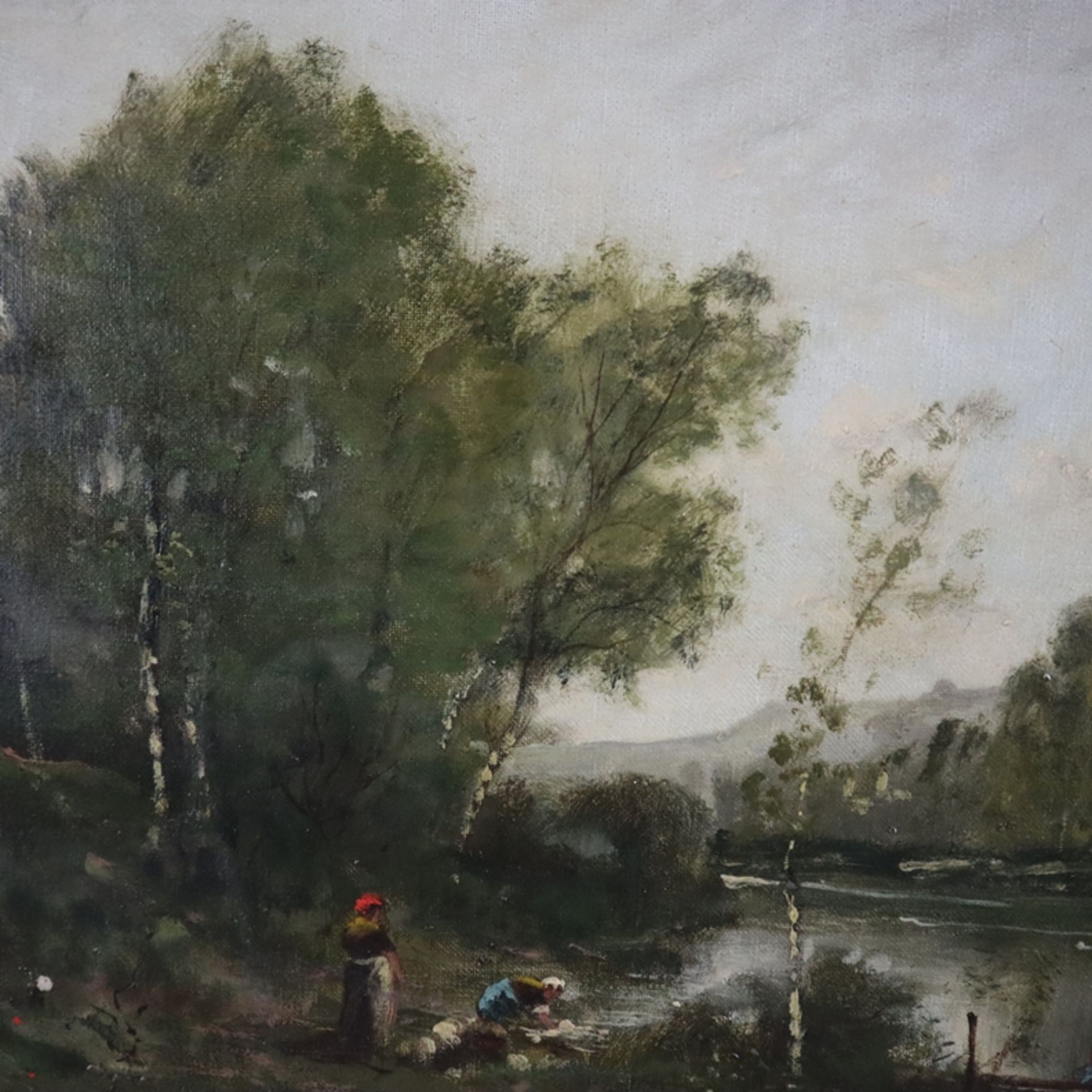 Landschaftsmaler/in - wohl Frankreich 20.Jh. / Einfluss der Schule von Barbizon - Flusslandschaft,  - Bild 7 aus 14