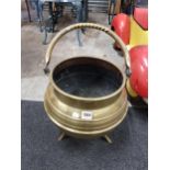 LARGE BRASS POT WITH HANDLE ON 3 LEGS