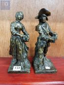 PAIR OF VERY FINE ANTIQUE FRENCH STYLE BRONZES STANDING 10" HIGH. NO SIGNATURE