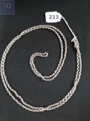 VICTORIAN STERLING SILVER LONG GUARD CHAIN STAMPED FAINTLY TO BOTH JUMP RINGS & SWIVEL