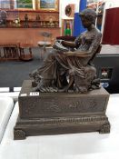 BRONZE VICTORIAN LADY SIGNED L GREGOIR ON A LATER BRONZE BASE