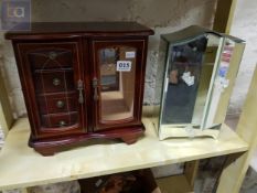 2 UPRIGHT JEWELLERY BOXES