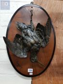 BRONZE WOODCOCK ON PLAQUE SIGNED JULES MOIGNIEZ (1835-1893). THE PLAQUE IS 20" IN LENGTH.