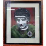 FRAMED GEORGE BEST OIL SIGNED JOHN STEWART