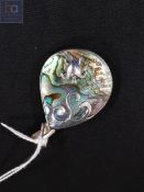 LARGE SILVER AND MOTHER OF PEARL PENDANT