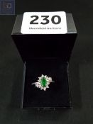 SILVER CZ AND GREEN STONE DRESS RING