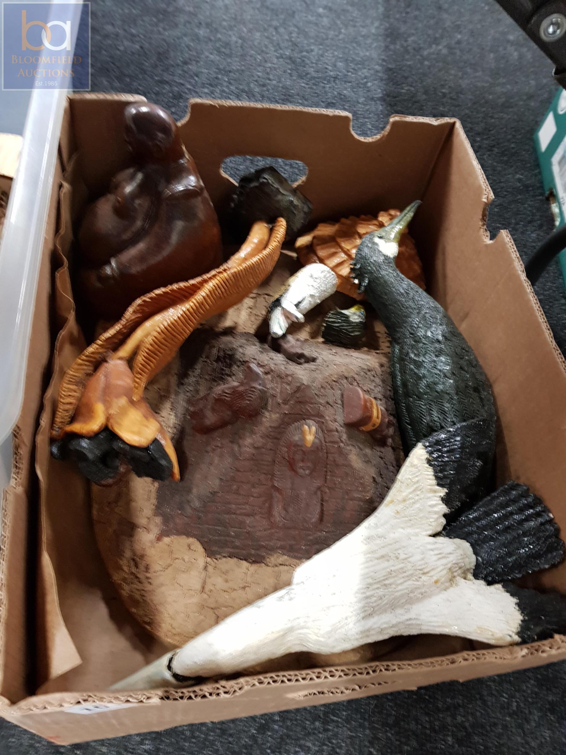 BOX OF HAND CARVED ITEMS