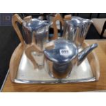 VINTAGE PICQUOT WARE TEA SERVICE WITH TRAY