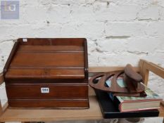 VINTAGE WOODEN STATIONERY BOX WITH SLIDING LID