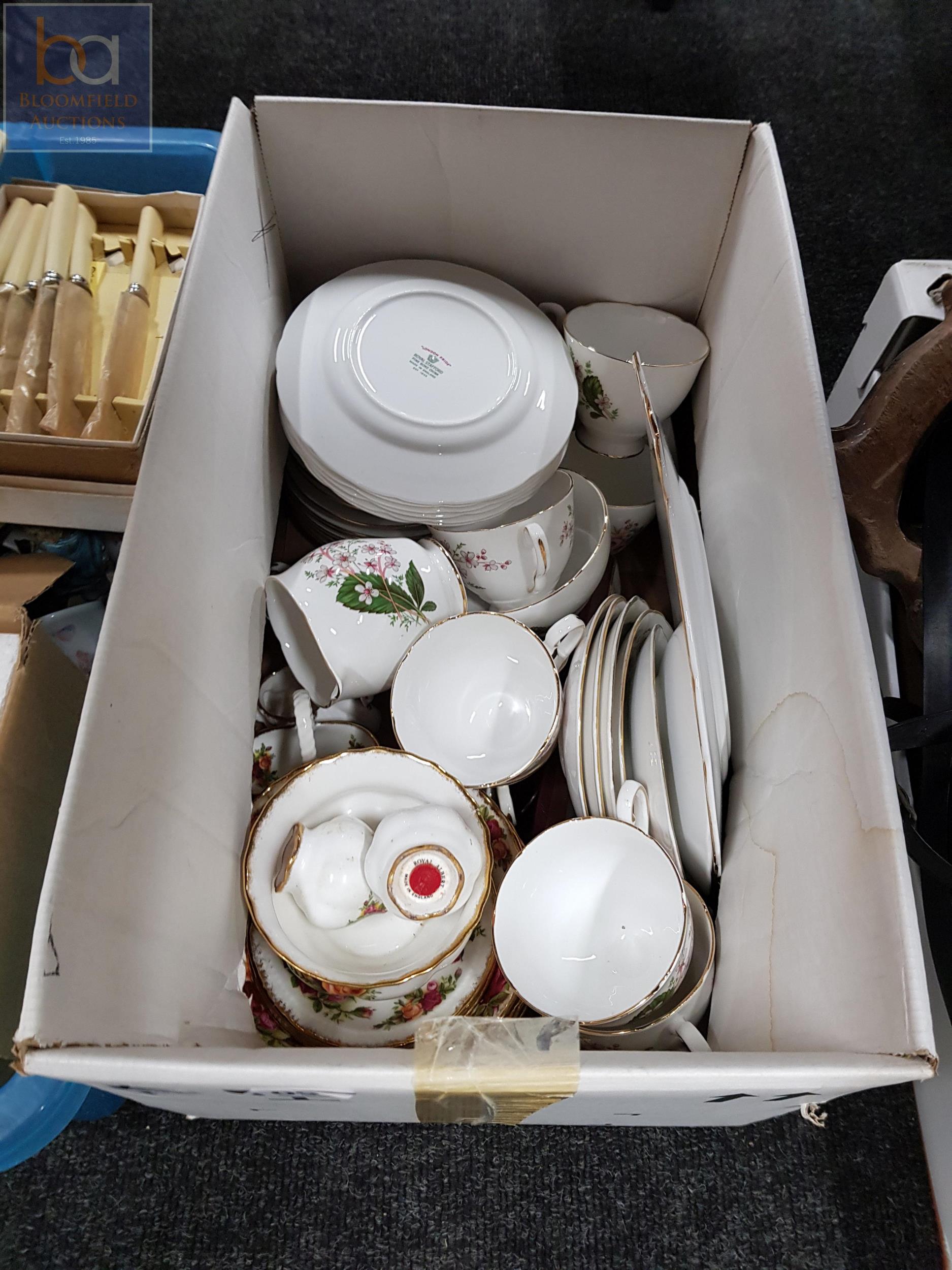 BOX LOT OF PART TEASETS TO INCLUDE COUNTRY ROSE