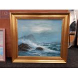 SIGNED OIL ON BOARD SEASCAPE