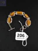 SILVER AND TIGERS EYE BRACELET