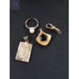 CHINESE PENDANT, ONE OTHER, RING AND TRIGGER CLASP