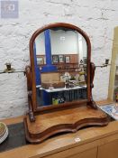 ANTIQUE MAHOGANY TOILET MIRROR WITH BRASS CANDLE SCONCES