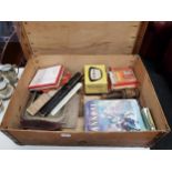 OLD WOODEN CASE AND CONTENTS