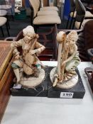 PAIR OF MUSICAL FIGURES ON MARBLE BASE