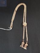 9 CARAT GOLD CHAIN WITH TORQUOISE SET CHOKER 54G