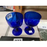 PAIR OF ANTIQUE BRISTOL BLUE GLASSES