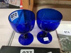 PAIR OF ANTIQUE BRISTOL BLUE GLASSES