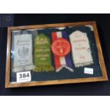 FRAMED ANTIQUE IRELAND RUGBY PENANTS AND OTHERS