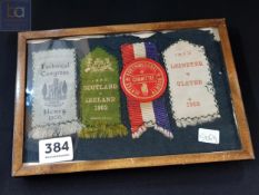 FRAMED ANTIQUE IRELAND RUGBY PENANTS AND OTHERS