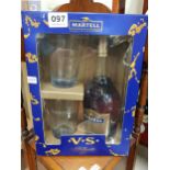 UNOPENED MARTELL COGNAC AND GLASSES SET