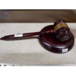 WOODEN GAVEL AND BLOCK