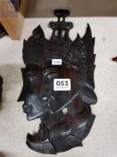 CARVED WOOD WALL MASK PLAQUE