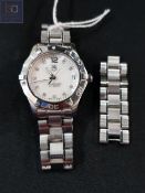LADIES TAG HEUER WRISTWATCH WITH MOTHER OF PEARL AND DIAMOND SET DIAL WITH EXTRA LINKS