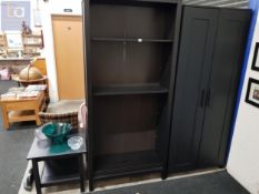 MODERN WARDROBE, BOOKCASE AND 2 TABLES