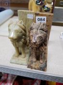 PAIR OF SOAPSTONE BOOKENDS