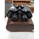 OLD BINOCULARS IN WOODEN CASE