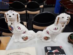 PAIR OF STAFFORDSHIRE STYLE DOG FIGURES