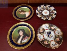 4 ANTIQUE PAINTED CABINET PLATES TO INCLUDE ROYAL CROWN DERBY