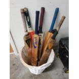 BASKET OF OLD CRICKET BATS