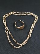 9 CARAT GOLD BELCHER CHAIN AND SCRAP GOLD RING 6.2G