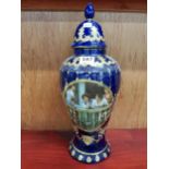 LARGE ART NOUVEAU LIMOGE LIDDED CLASSICAL VASE