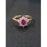 9 CARAT RUBY AND DIAMOND RING