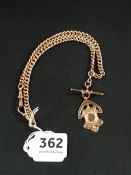 GOOD ANTIQUE ROSE GOLD ALBERT CHAIN WITH MEDAL 38.1G
