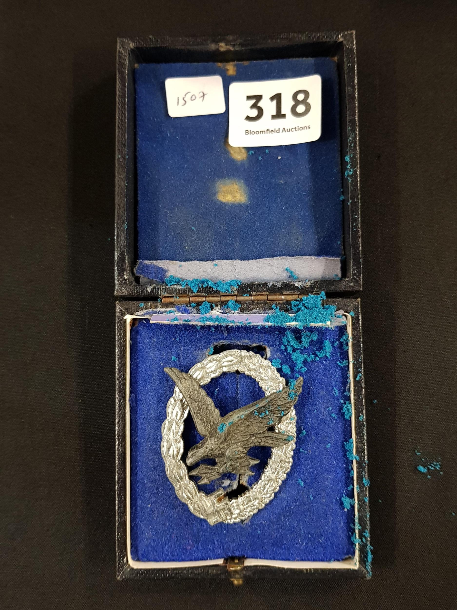 THIRD REICH LUFTWAFFE BOXED AIR GUNNERS BADGE WITH MAKER MARK B & NL