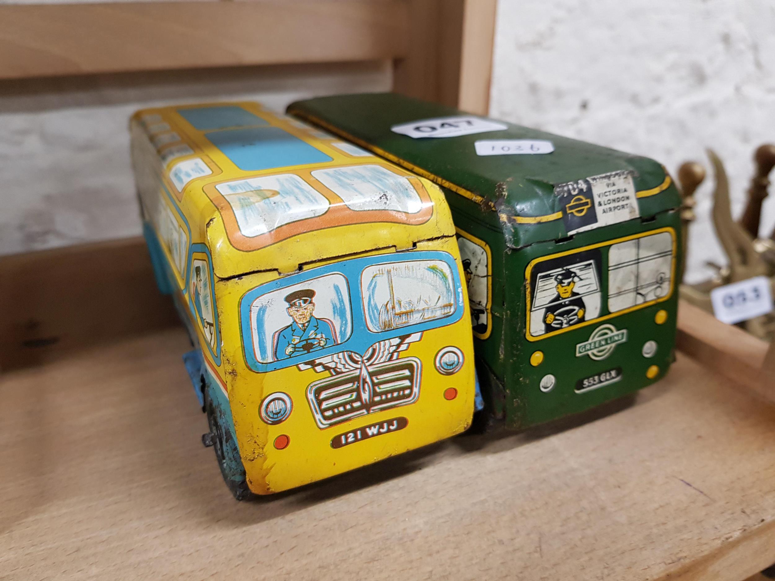 2 ANTIQUE TIN BUS