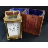 FRENCH CARRIAGE CLOCK AND TRAVELLING CASE