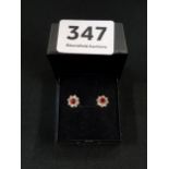 PAIR OF 9 CARAT GARNET & CRYSTAL SET EARRINGS