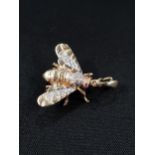 9 CARAT GOLD BEE BROOCH/DROP WITH DIAMONDS AND RUBIES 4.9G