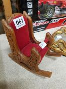 UNUSUAL CARVED ROCKING CHAIR PIN CUSHION