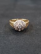 18 CARAT YELLOW GOLD AND DIAMOND RING WITH CIRCA 0.33 CARAT OF DIAMONDS