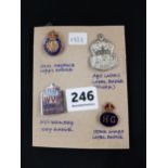 FOUR WW2 LAPEL BADGES, ONE SILVER